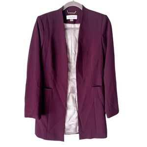 Calvin Klein Blazer Women's 2 Purple Collarless Open Front Tunic Length Career